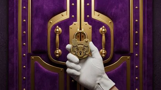 Ornate vaulted doors with gold fittings, evoking a secure entry point for Here2Win Casino