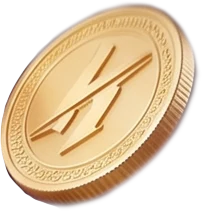 Gold coin symbol matching the gold accents in Benji Killed In Vegas