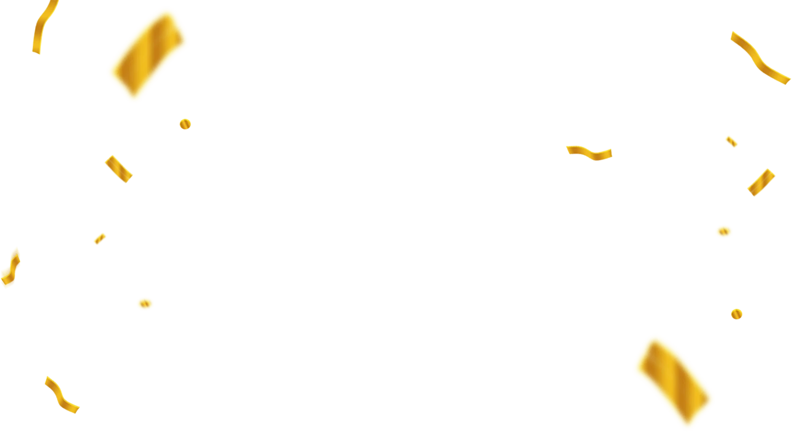 Gold confetti scattering across a dark background, echoing a steady cluster pays win