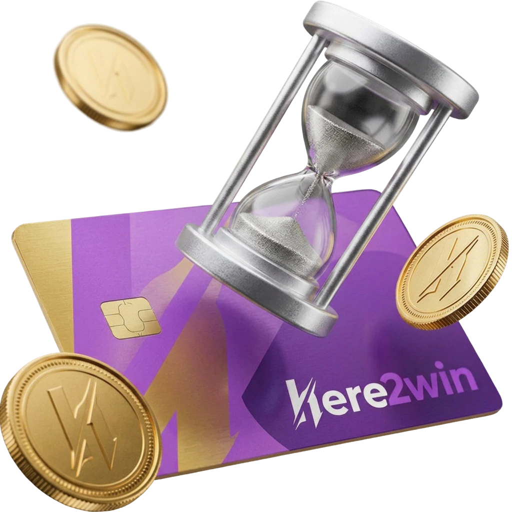 Silver hourglass resting on a purple bank card, symbolising the wait before identity verification kicks in