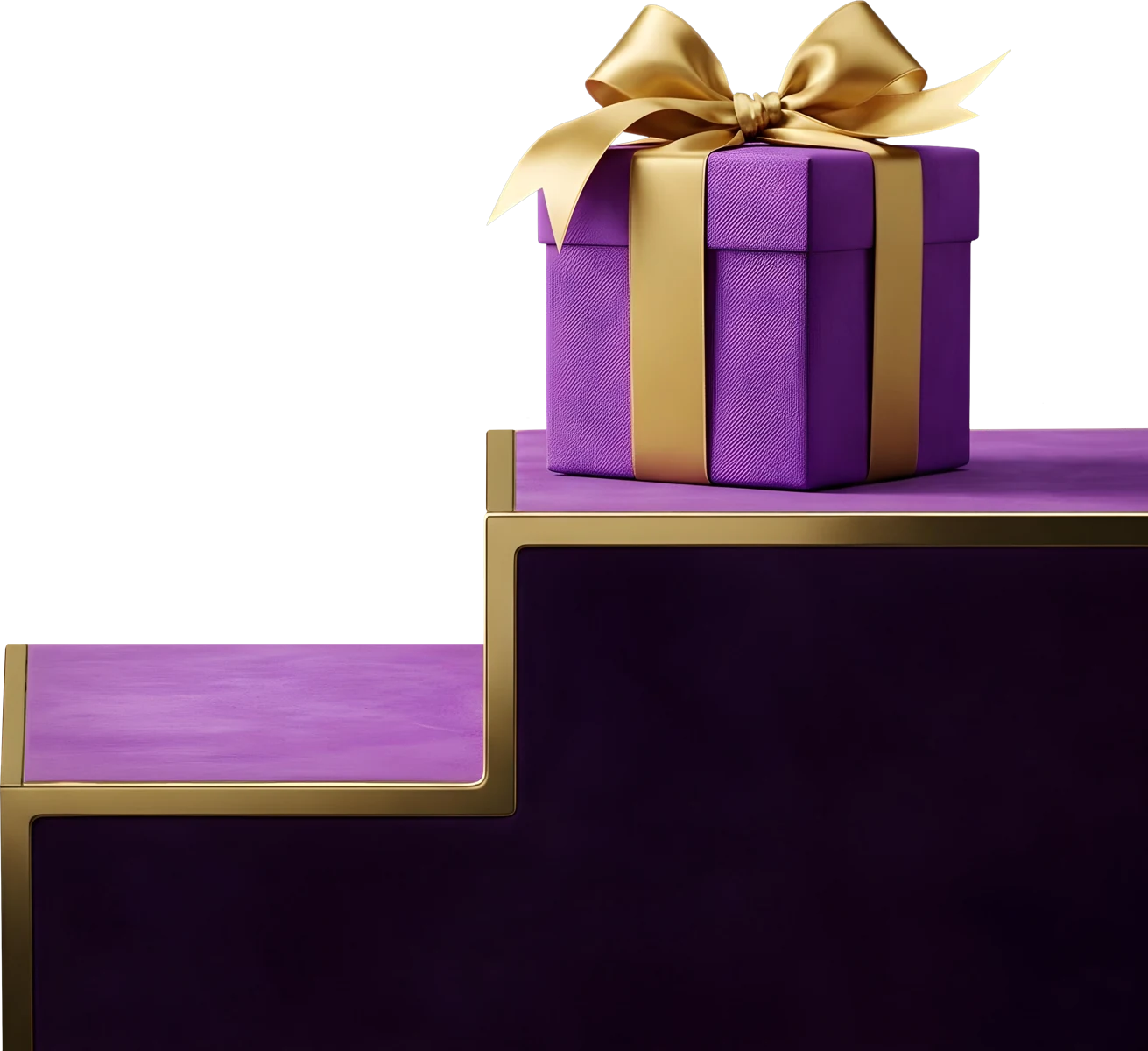 Purple gift box with a gold bow, standing in for paying to unlock a bonus feature directly