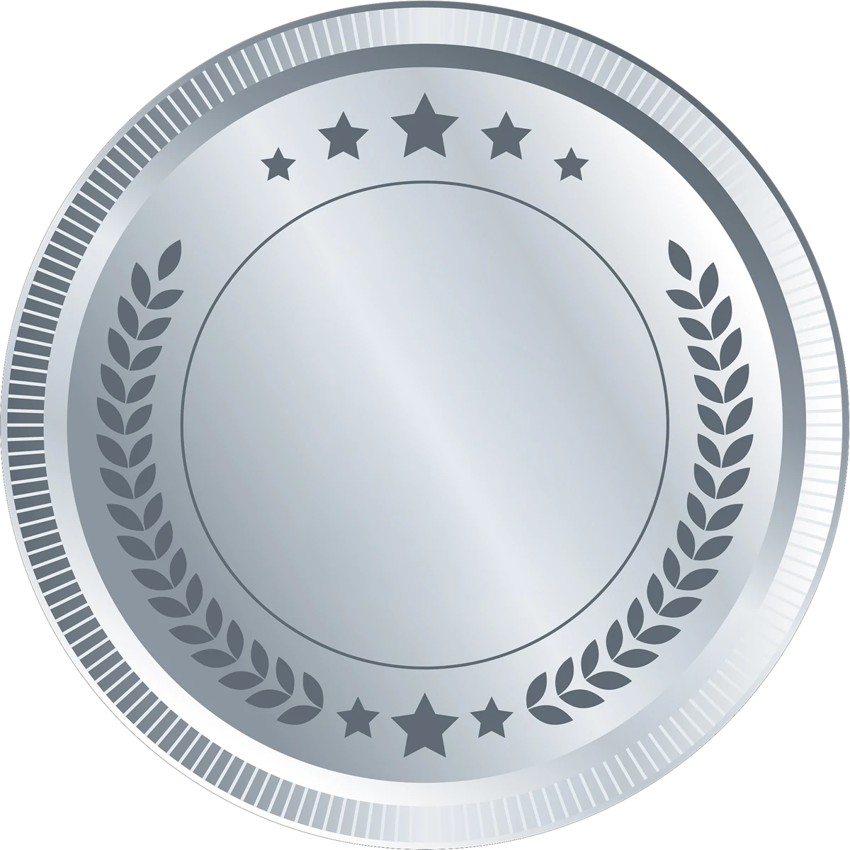 Empty silver medal frame with stars and a laurel wreath, echoing Break Away's sports-arena presentation