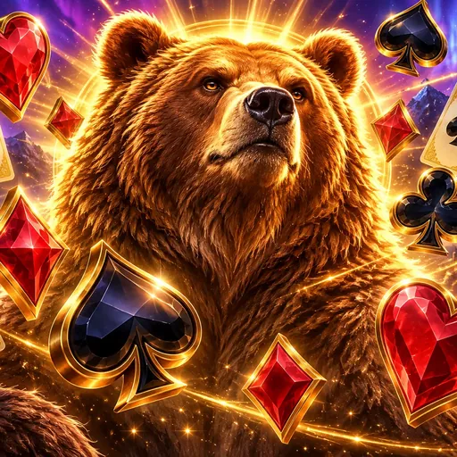 Almighty Bear Megaways slot cover art with a bear and playing-card symbols