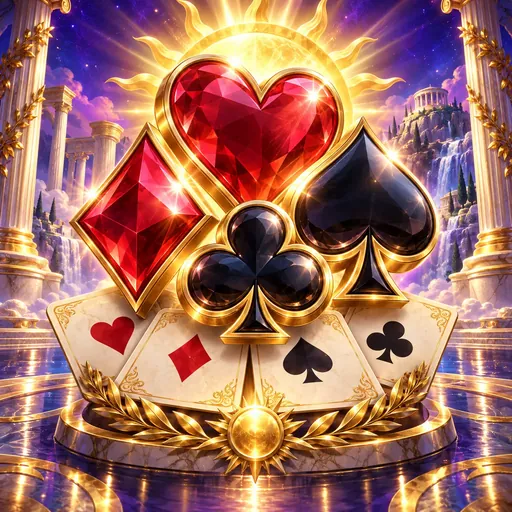 Apollo Pays slot cover art showing Greek-temple reels with gem and card symbols
